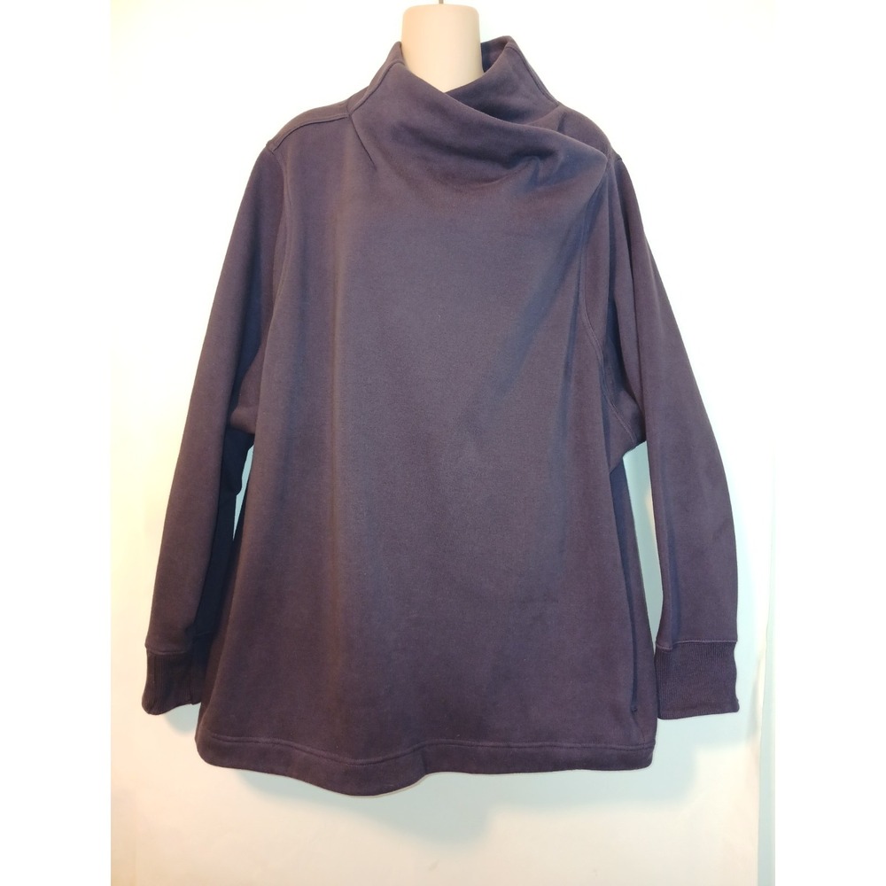Athleta Cozy Karma Twist Neck Purple Sweatshirt Zip Pockets Yoga Activewear 3X C